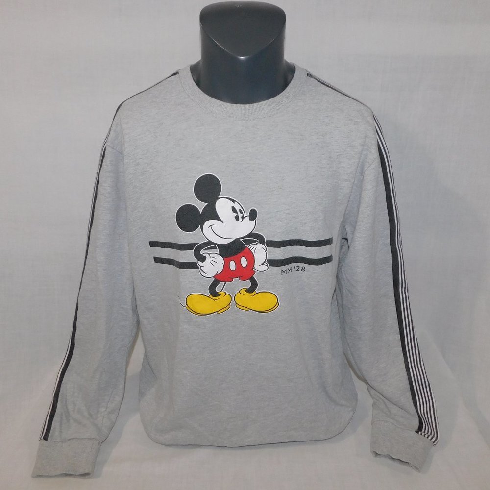 Disney Mickey Mouse Gray oversized Graphic Crewneck Sweatshirt Mens L